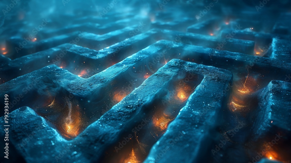 Poster A futuristic background with an electronic maze backdrop created with digital technology