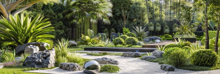 Beautiful nature garden in calssical and modern hitech style 