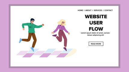 conversion website user flow vector. funnel engagement, usability experience, interface behavior conversion website user flow web flat cartoon illustration