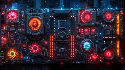 A digital artwork showcasing the evolution of graphic cards, arranged chronologically from left to right.