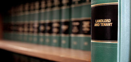 Lawbooks on Shelf for Study Legal Knowledge Landlord and Tenant Law - 792938542