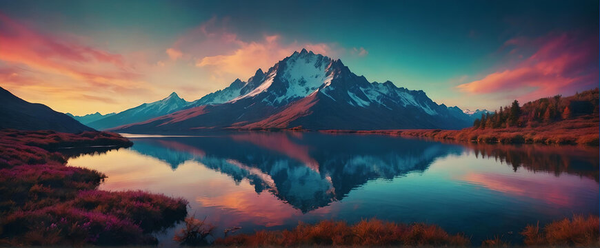 Nature and beautiful scenery of Alaska with mountain view