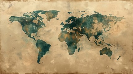 An image of the world map combined with a camouflage pattern