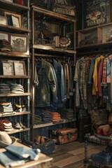 vintage clothing store interior showcasing trendy fashion items
