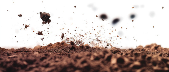 Dirt and soil particles billow up into the air.