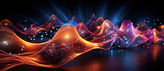 abstract wavy background with glowing particles in it