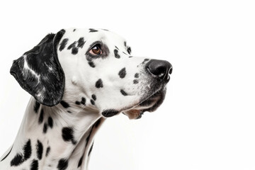 Beautiful Dalmatian Dog Portrait, Studio Shot on White Background