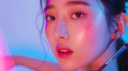 Korean Beauty Blogger Demonstrating Luminous Makeup Style