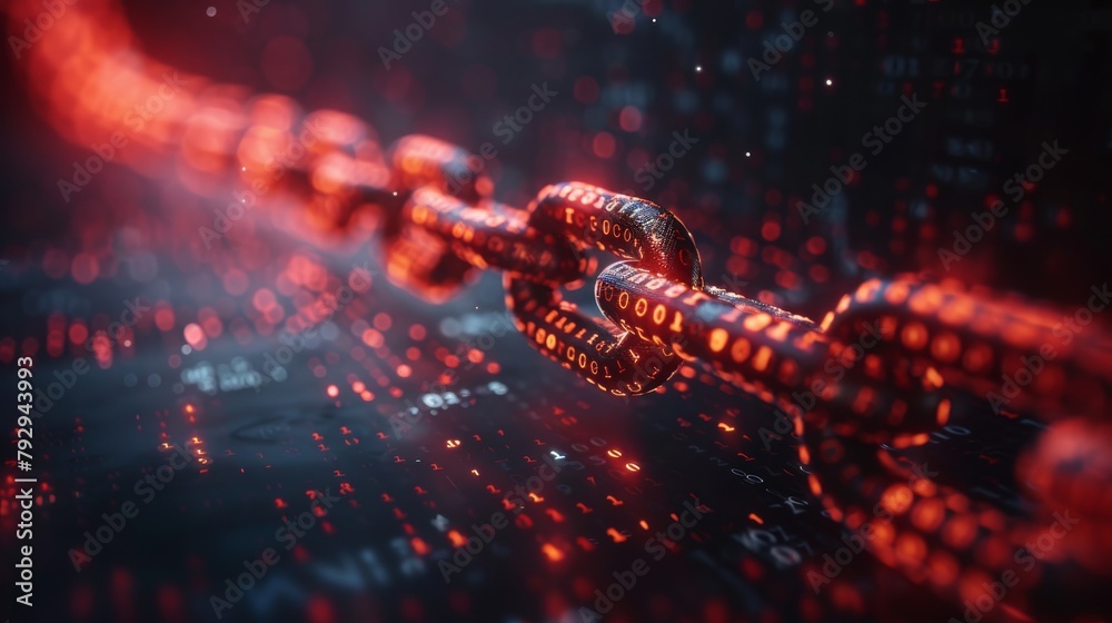 Aufkleber Cyber security concept, padlock with chain on digital binary code background