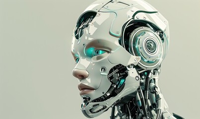 Futuristic robot artificial intelligence huminoid AI data analytic technology development and machine learning concept. Global robotic bionic science research for future of human