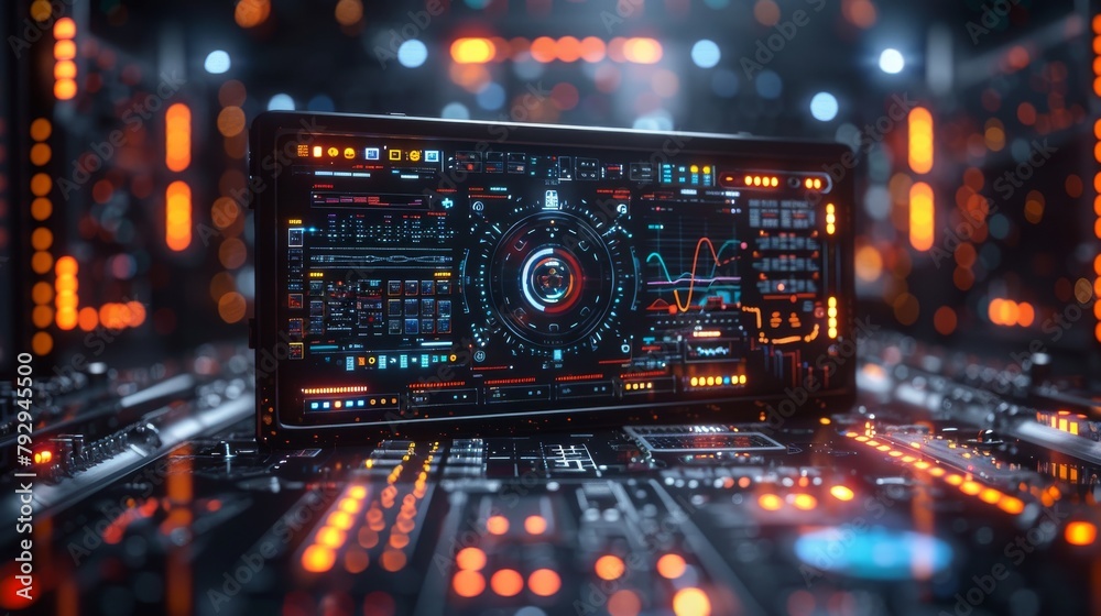 Poster Concept of UI UX design and development, computer laptop interface with digital technology