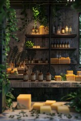 handmade soap kitchenscents mingling in bar - aromatic spa concept