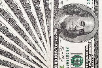 fan made of American dollars photographed close up