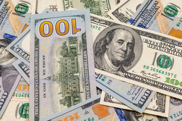a heap of American dollars shot close-up