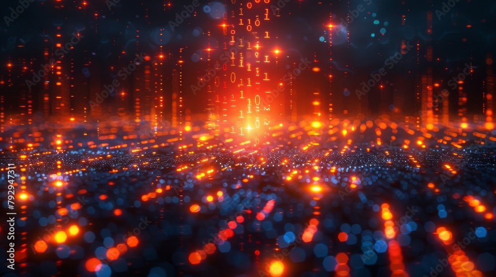 Aufkleber Combined binary code with digital technology world, 2020 new year