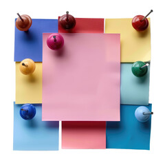 Various colors sticky notes on Transparent Background.