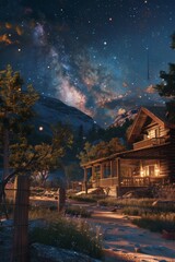 Fototapeta premium A Cozy Homestead Inn: Where Travelers Find Respite and Relaxation.