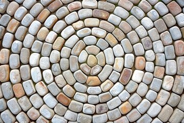 Aerial view of cobblestone pavement of an old town square's cobblestone streets, street photography