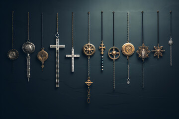 Orthodox religious symbols in minimalist style, ample copy space, uncluttered backdrop