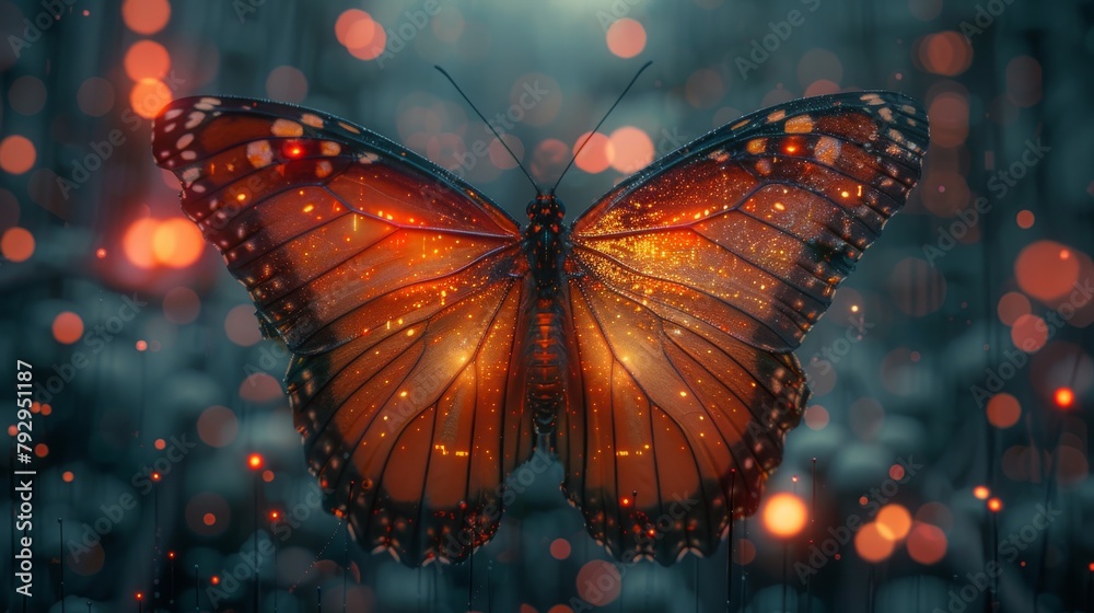 Poster Combination of a butterfly shape and an electronic pattern.