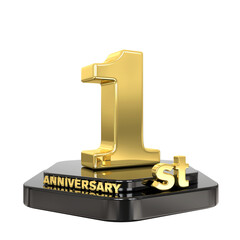 1 Year Anniversary Gold Number 3D