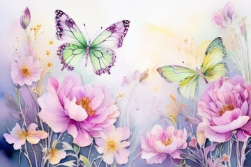 butterfly on a flower  created with generative AI software.