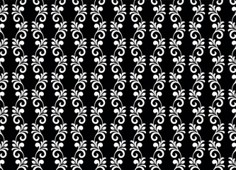 Flower geometric pattern. Seamless vector background. White and black ornament. Ornament for fabric, wallpaper, packaging. Decorative print - 792952902