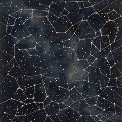 Starry night sky with connected constellations and scattered stars creating a cosmic scene