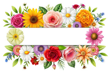 Banner design with beautiful flowers on a white background.