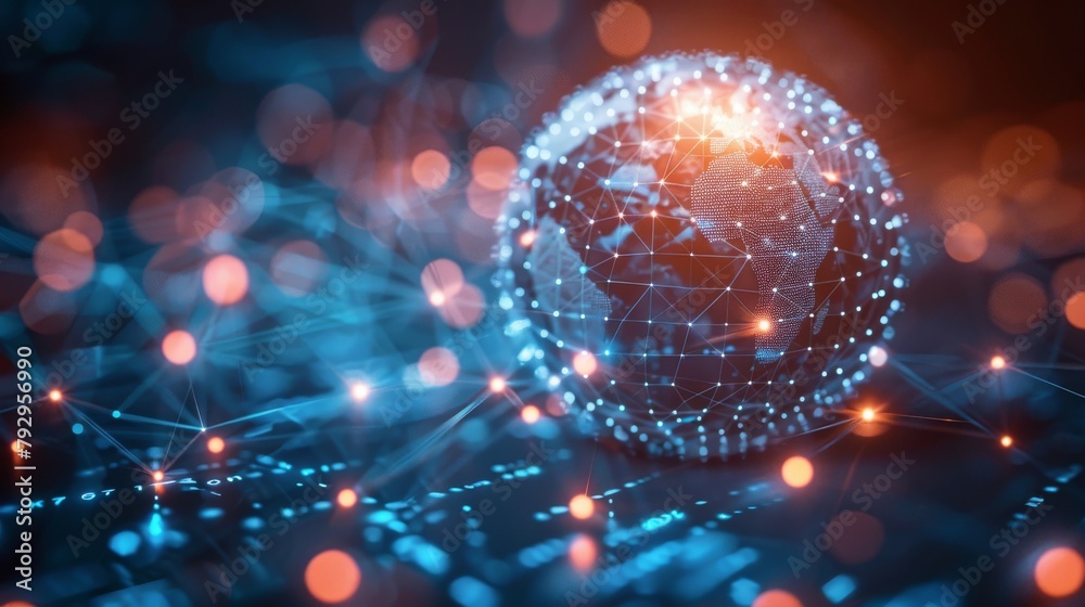 Leinwandbilder A graphic of a globe with a futuristic element representing global network technology or digital transformation.