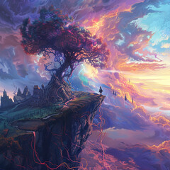 landscape with mountains and clouds