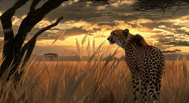 Cheetahs stalk in search of prey