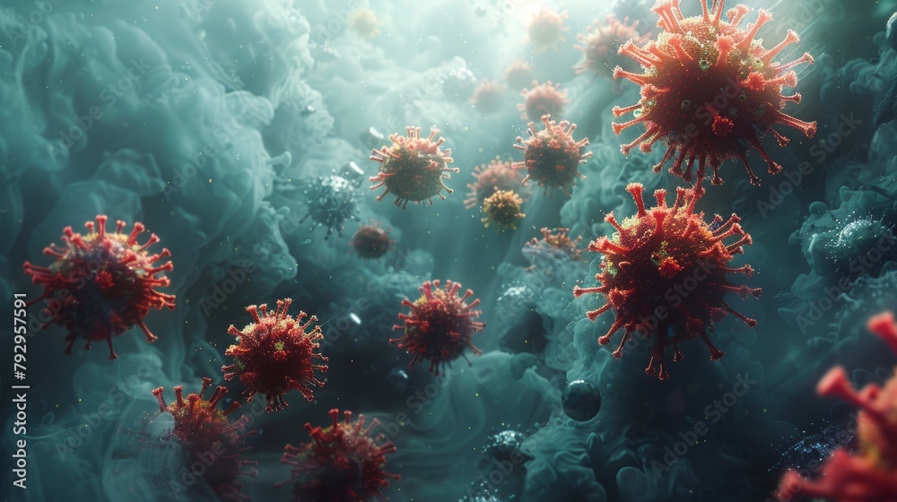Aufkleber an image of a virus presented as a futuristic dust particle