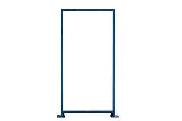 A blue metal frame with a white background. The frame is empty and has no decoration.