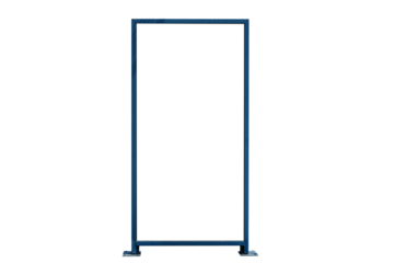 A blue metal frame with a white background. The frame is empty and has no decoration.