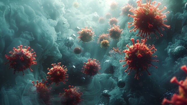 An image of a virus presented as a futuristic dust particle