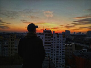 sunset over the city