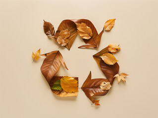 Recycle leaf isolated on beige background