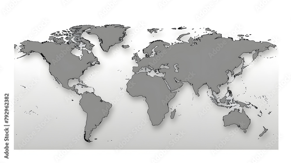 Canvas Prints Grey blank world map.