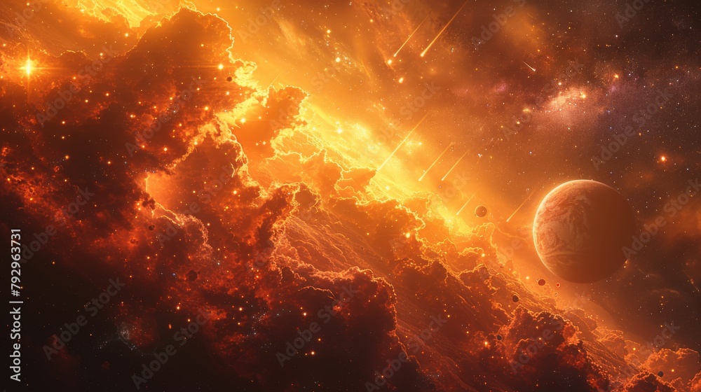 Aufkleber multiverse or cosmology concept with graphic of various planets with elements of outer space