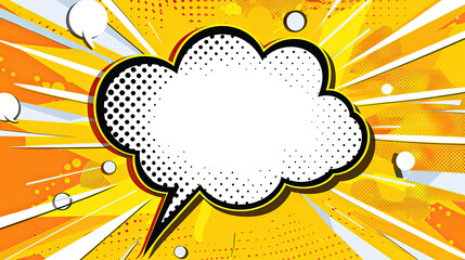 Empty comic speech bubble with halftone shadows. Retro cartoon stickers. Pop art style