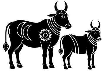 Sacrificial animals for Eid-ul-Azha Vector Illustration Silhouetted on white background