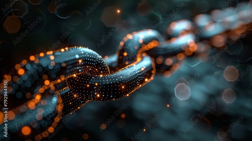 Poster An illustration of blockchain technology with a digital element.