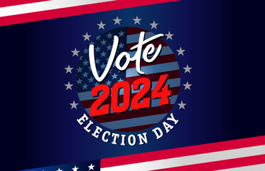 Vote 2024, Election day USA flags banner. November 5, Presidential Election US. Vector illustration