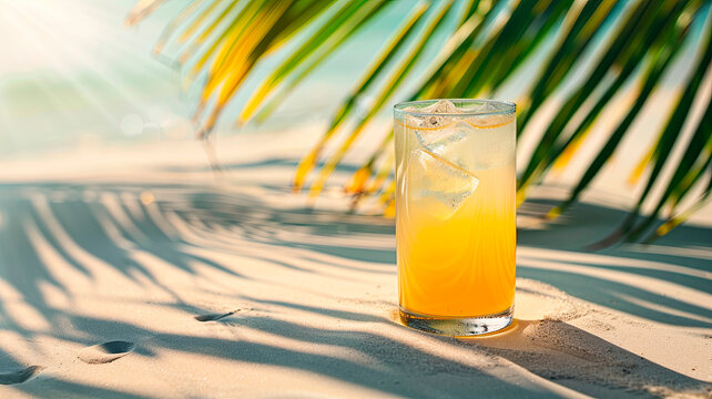beautiful cocktail against the backdrop of the sea. Selective focus.