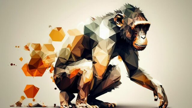 animation - Digital art representation of a chimpanzee in motion