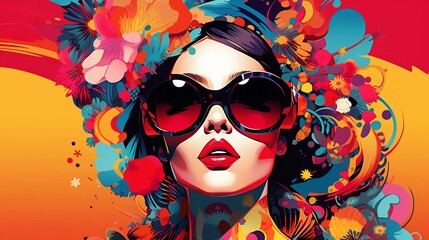 Produce a vibrant vector art composition emulating a pixelated dreamscape of ever-evolving fashion trends