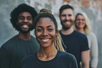 Portrait of a diverse group of young people smiling at the camera