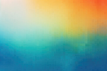 Vibrant blue to orange gradient with square mosaic texture