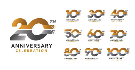 set of anniversary modern number design